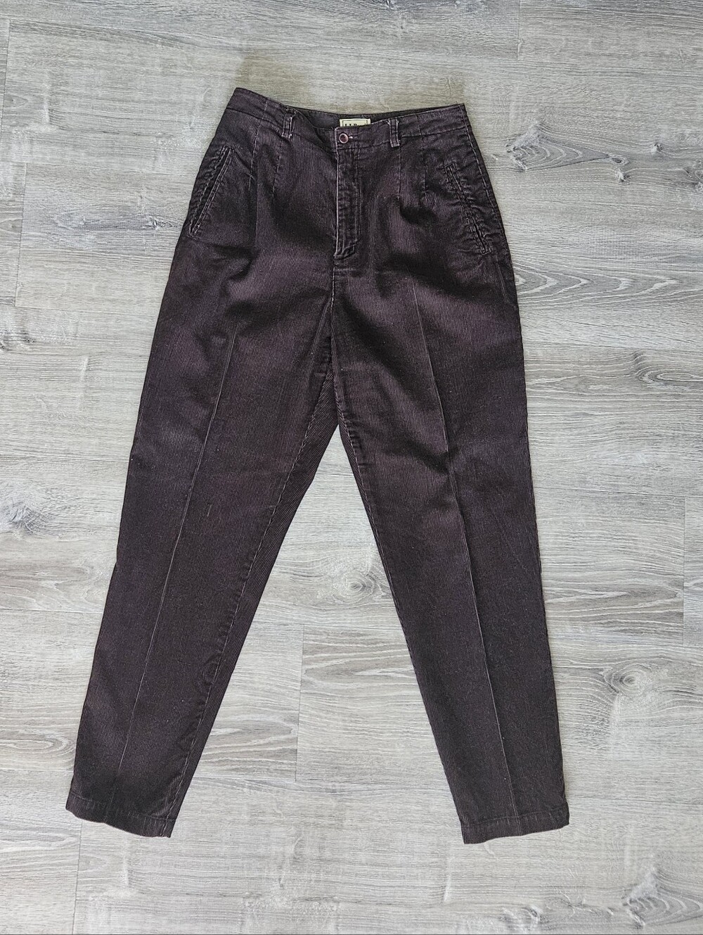 LL Bean VTG 90s Grunge Mom Pants Womens Brown Corduroy Pleated High Waist Sz 12